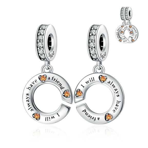 925 Sterling Silver Charm for Bracelets Friendship Together Dangle Charms Women Bracelet Charm