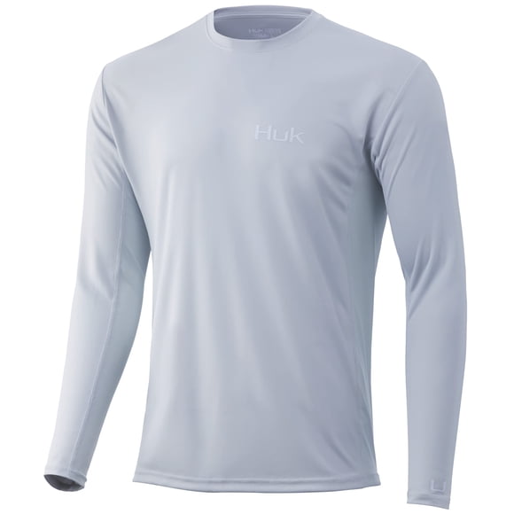 HUK Men's Standard Icon X Long Sleeve Fishing Shirt with Sun Protection, Oyster, Large