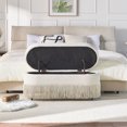 thumbnail image 1 of Oval Tapizado Almacenamiento Otomano con Fringe Trim & Lift-Top Tapa - 39 "L x 16" W x 17" H, 1 of 5