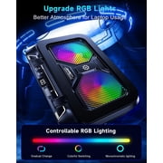 Laptop Cooling Pad with Dual Core Cooler, Gaming Laptop Cooler with 5.5in 2 Powerful Turbofan(9500 RPM), Fast Cooling Laptop 12-21in, 5 Height Stands, 100 Gear Speed, LCD Screen, RGB, Phone Holder