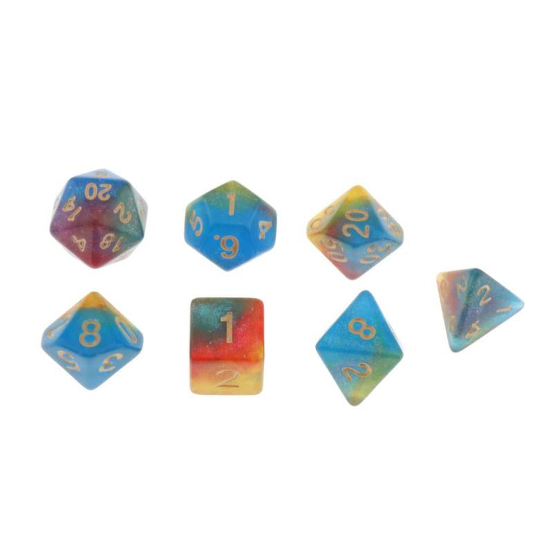 7x Multi Side Dices D4 D6 D8 D10 D12 D20 for MTG DND Party Board Game Toy #11 