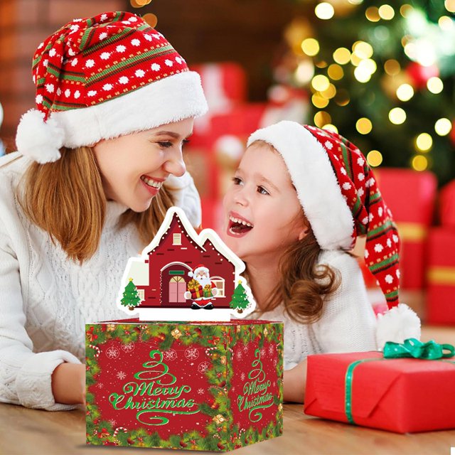 Ganfancp Decoración Navideña Cajón de Dinero Caja de Papel Decoración Navideña Atrezzo Regalo Navidad Artículos En Liquidación 1* Cajón Portamonedas