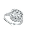 thumbnail image 4 of CHOOSE YOUR COLOR Solitaire Clear CZ Halo Ring .925 Sterling Silver Band White Female Size 9, 4 of 4