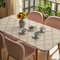 thumbnail image 3 of Boho Moroccan Table Cloths for 4 Foot Rectangle Tables, Vintage Morocco Quatrefoil Geometric Patio Waterproof Elastic Fitted Tablecloths, Washable Rectangular Table Cover for Camping, 3 of 8