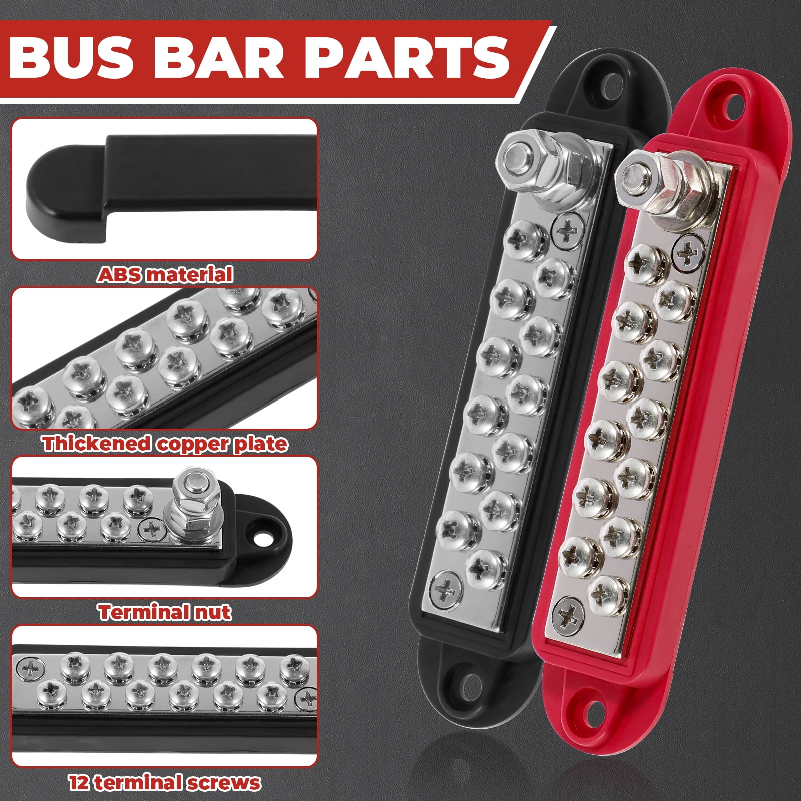 Power Distribution Block 150A 12V 1/4 Inch Battery Busbar Terminal Safe Marine Automotive (red )