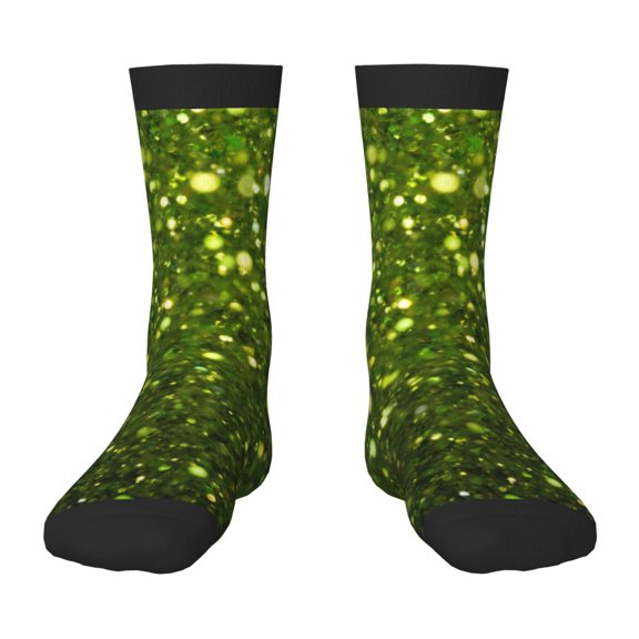 Naloa Green Glitter Sparkle Kids Socks Unisex Kids and Toddlers' Crew Socks, ,1 Pairs