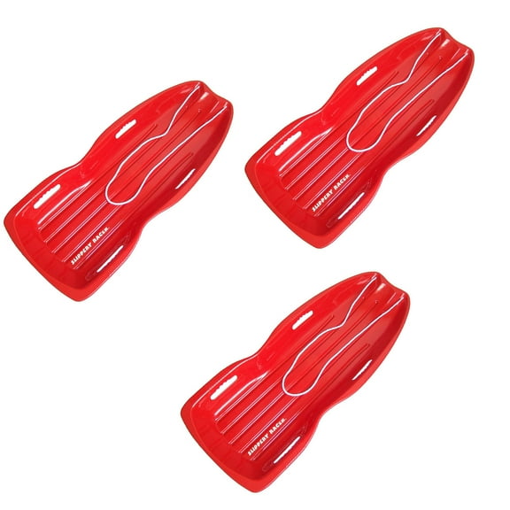 Slippery Racer Downhill Xtreme Adults/Kids Toboggan Snow Sled, Red (2 Pack)