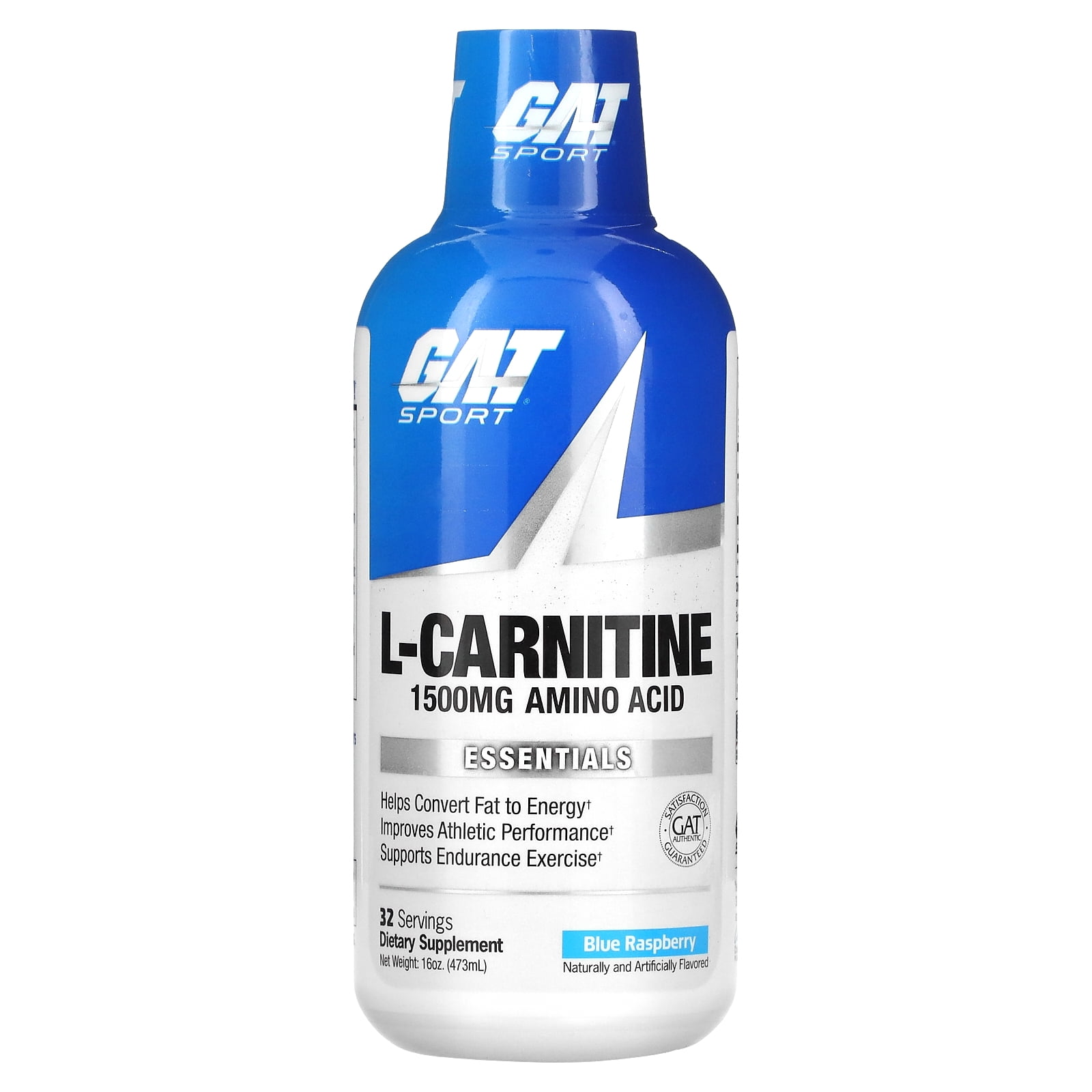 L-Carnitine, Amino Acid, Blue Raspberry, 1,500 mg, 16 oz (473 ml), GAT