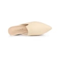 thumbnail image 4 of BLISSFUL STEP Women's Slide Mules Pointed Toe Chunky Heel Beige 6, 4 of 7