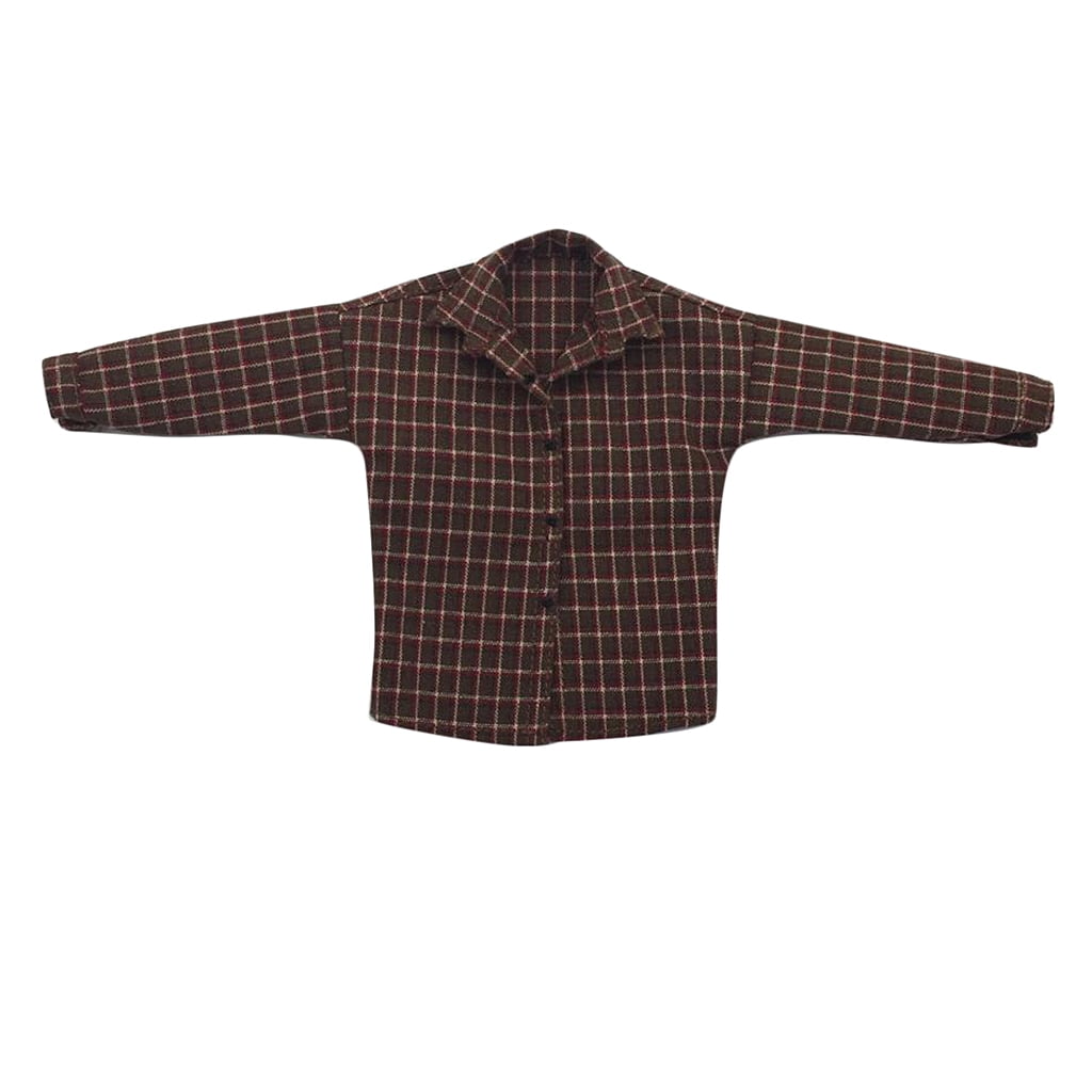 1:6th Scale Casual Brown Plaid Shirt MALE Clothes For 12 inch Hot Toys TBLeague 