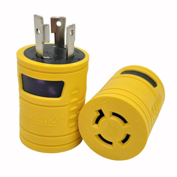 Parkworld 886146 Generator Adapter 3-pole 30A Locking L5-30P Plug to 4-Pole 20A Locking L14-20R Receptacle (Two hots pole bridged in female)