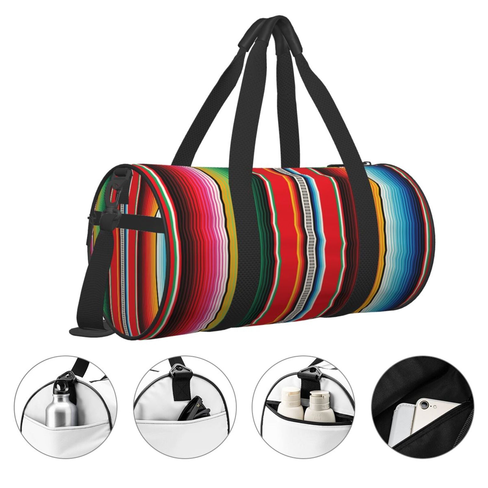 Xecao Mexican Serape Blanket Stripes Print Travel Duffle Bag, Bag Carry On Tote Bags for Women, Travel Sport Gym Bag for Men, Hospital Bag for Labor and Delivery