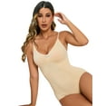 thumbnail image 6 of LELINTA Corset Bodysuit for Women Sexy Thong Bodysuit V Neck T Shirt Leotard Top Jumpsuits Shapewear (Black/Beige-S-XL), 6 of 8