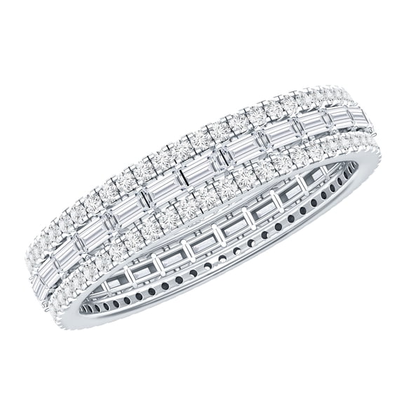 Rosec Jewels Moissanite Eternity Wedding Band for Women - D-VS1 Quality Certified - Ready to Gift, 925 Sterling Silver, US 4.00