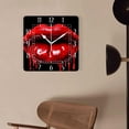 thumbnail image 4 of 10 Inch Wall Clock Battery Operated Silent Clock Decorative for Office, Kitchen, Outdoor, Living Room，Lip and Black Background Print, 4 of 4
