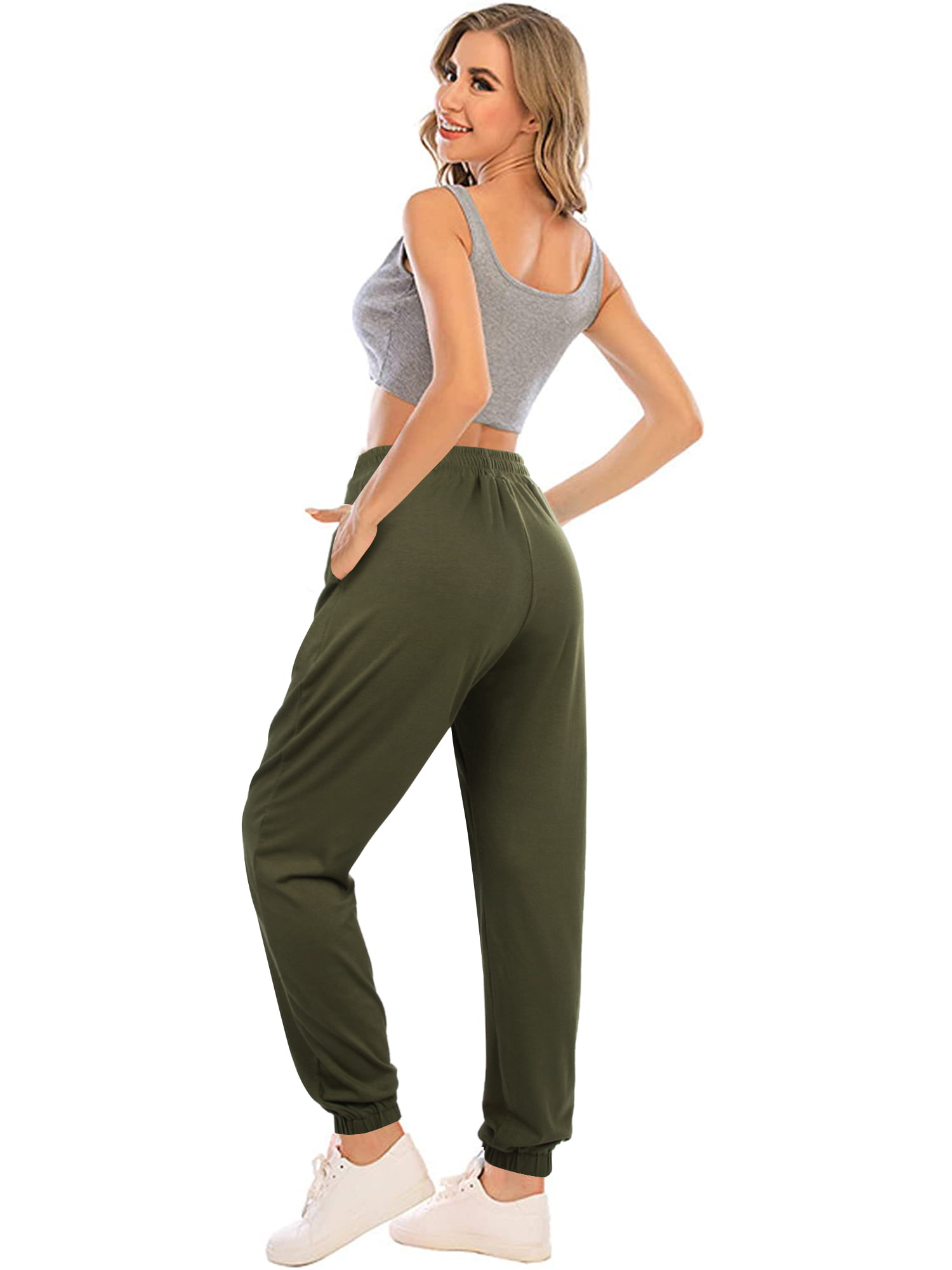 sshybmne Womens Running Jogger Sweatpants High Waist Drawstring Trousers Yoga Workout Track Lounge Pants with Pockets