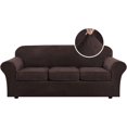 thumbnail image 1 of Modern Velvet Plush 4 Piece High Stretch Sofa Slipcover Furniture Protector Form Fit Luxury Thick Sofa Cover, Machine Washable, 1 of 6
