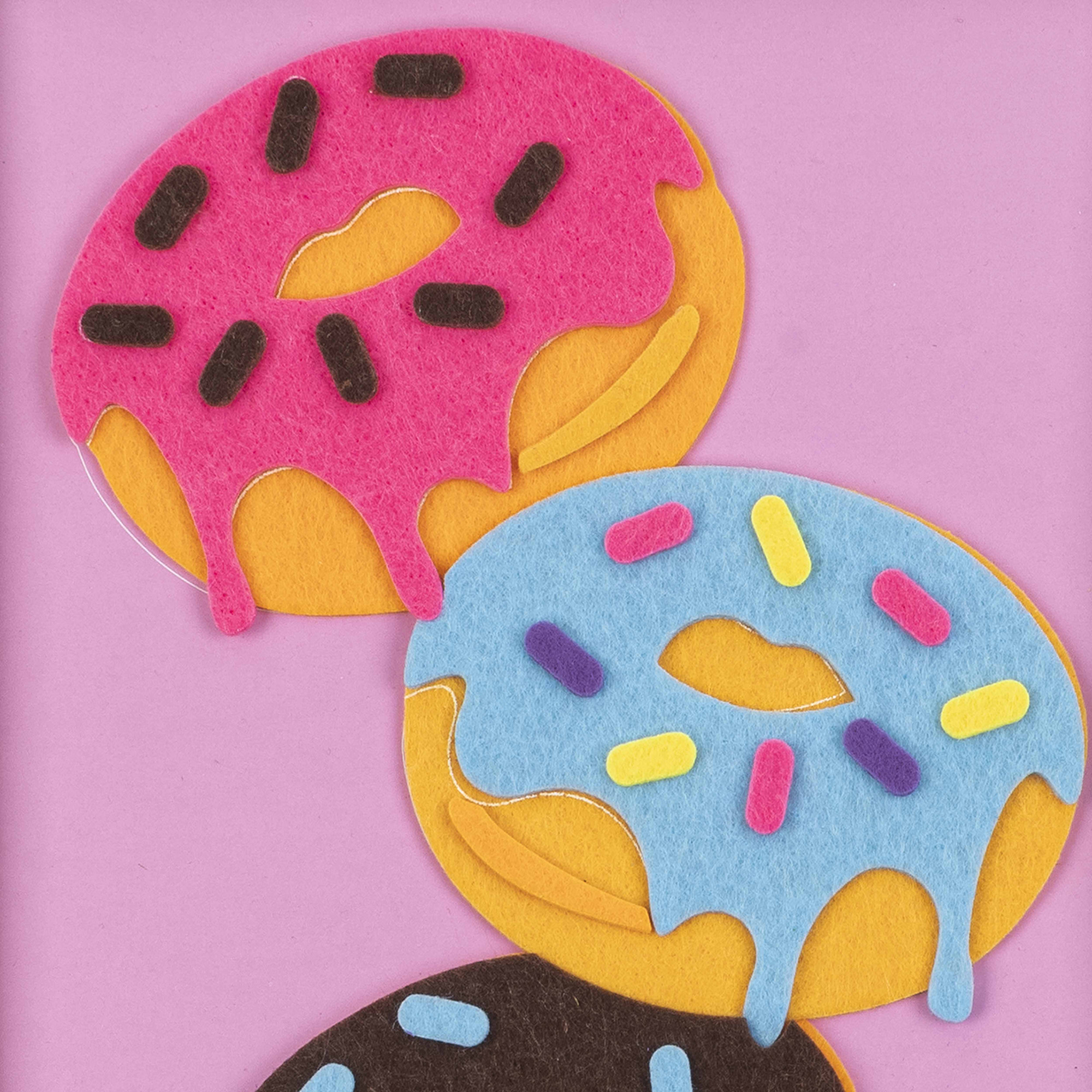 Vivid by Brea Reese: Felt Art Kit – Sweet Donuts - DIY Peel & Stick Craft Set, Colorful Desserts, Sensory Activity, Display Frame, Pink-Blue-Purple
