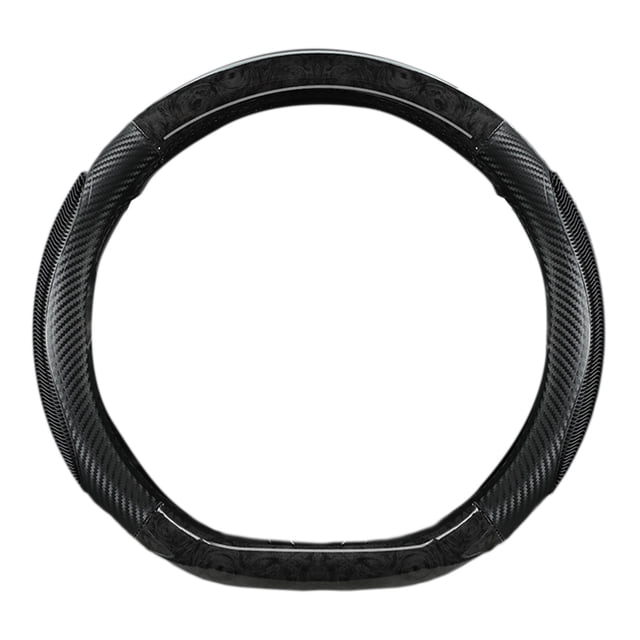 Black Black D-Shape Auto Steering Wheel Cover With Wood Finish And Non-Slip Handle