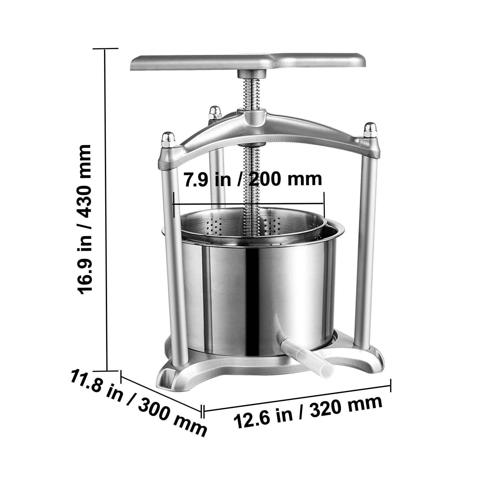 Manual Fruit Wine Press 3.17 Gal, Wood Steel Fruit And Wine Press With T-Handle, Stable Triangular Structure, Wine Making Press For Outdoor, Kitchen