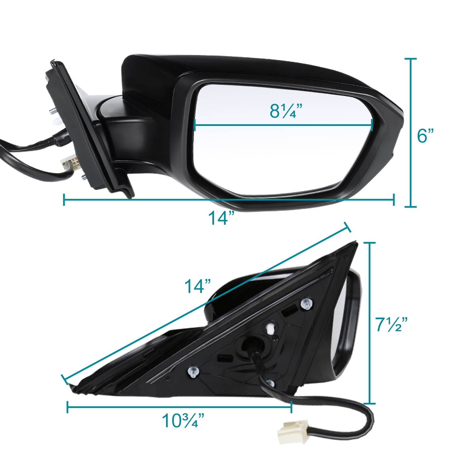 Spec-D Tuning Black 7-Pin Power Heated Fold Right Passenger Side Mirror +LED Signal Compatible with Honda Civic 2016-2018