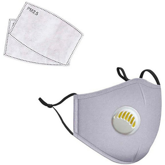LANDOU Reusable Fabric Face Mask with PM2.5 Filters & External Valve (Kids, Gray)