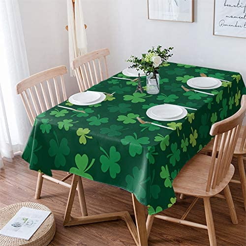 St Patrick Tablecloth Rectangle/Oval St.Patrick''s Day Lucky Shamrock Green Table Cloth Outdoor Waterproof Tablecloths for Party Indoor Table Cover for Dining/Kitchen Home Decoration 60x120in