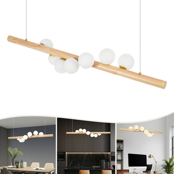 7-Head Pendant Light Linear Glass Bubble Ceiling Light Suspension Lamp Fixture for Restaurants, Foyers