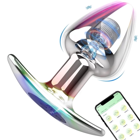 Birdsexy Metal Butt Plug Vibrator Anal Toys with APP Control, 9 Vibrating Modes Anal Plug Sex Toys for Women Men, Anal Vibrator for Couples Lovers Silver 3.11x3.77inch