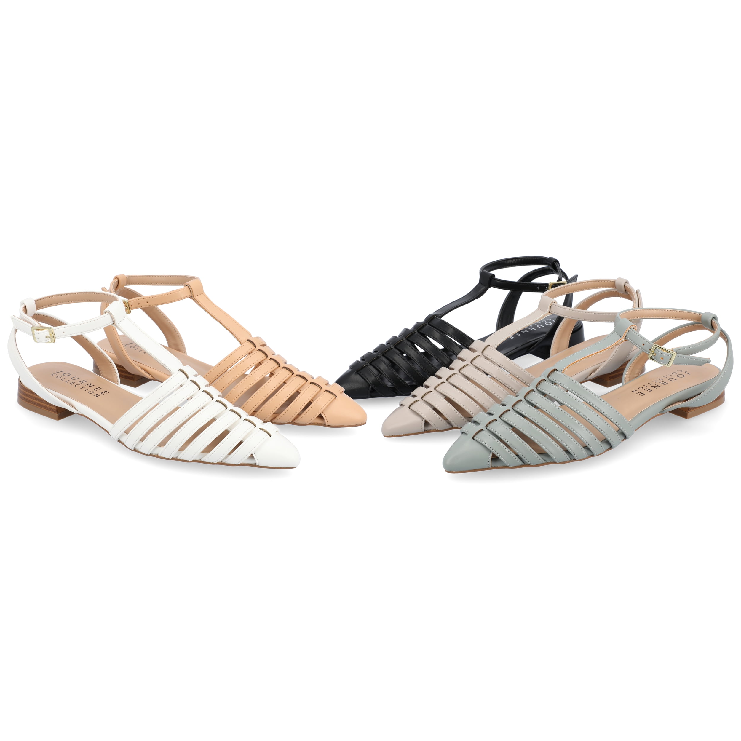 Journee Collection Womens Alivia Ankle Strap Block Heel Pointed Toe Flats