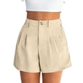 thumbnail image 5 of KDDYLITQ Womens Shorts Wide Leg Elastic High Waist Pants Pleated Zipper Button Trouser Shorts Casual 2026 Joggers with Pockets Khaki S, 5 of 5