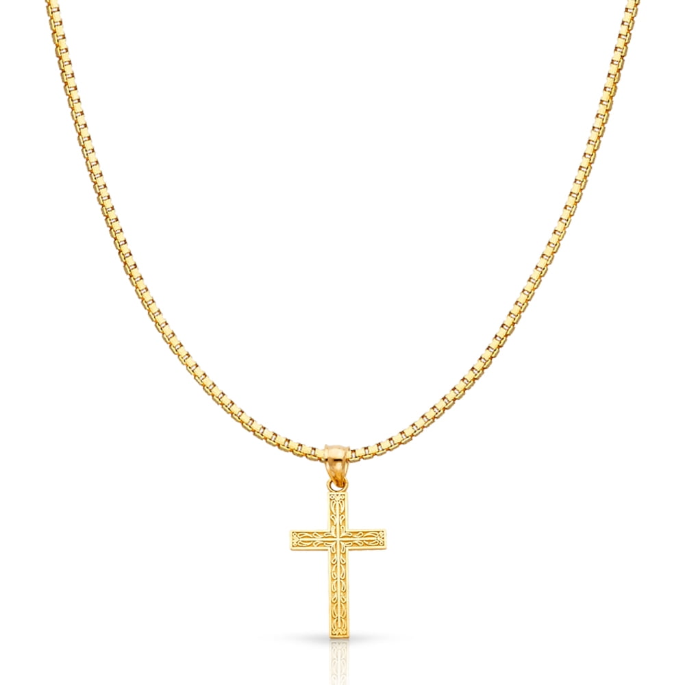 14K Yellow Gold Religious Charm Pendant For Necklace or Chain