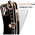 thumbnail image 3 of for iPhone 12 Case Cute Love-Heart Plating Wristband Phone Cover for Women Girls Bling Soft Silicone Camera Lens Protection Bumper Shockproof Wrist Phone Case for iPhone 12 (6.1'') - Black, 3 of 7