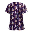 thumbnail image 7 of GEWSEY Easter Scrub Tops Women Plus Size Bunny Egg Print Scrubs Short Sleeve V Neck Holiday Nurse Uniforms with Pockets (Dark Purple, XXL), 7 of 7