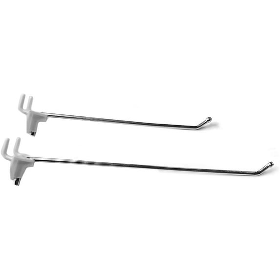 Pegboard & Slatwall 2 Part Hooks - Adjustable Hooks w/Separate Plastic Backing - 6" Deep - 100 Pack