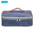 thumbnail image 3 of Uxcell 11"x8"x3" Insulated Lunch Bags Reusable Food Containers Bag Flat Bento Bags Blue, 3 of 6