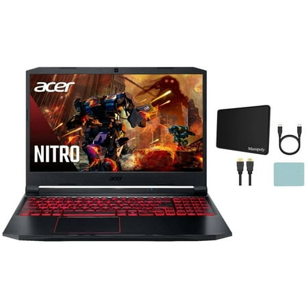 Acer Nitro 5 15.6 FHD 1920x1080 IPS Gaming Laptop, Intel Quad-core i5-10300H, 16GB DDR4, 512GB SSD, NVIDIA GeForce GTX1650, Backlit Keyboard, Windows 10 Home + Mazepoly Accessories