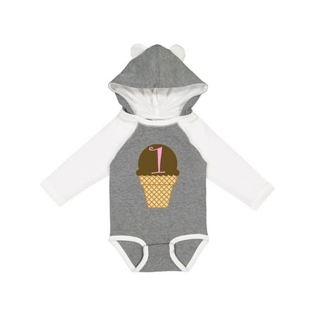 

Inktastic 1st Birthday Ice Cream Gift Baby Boy or Baby Girl Long Sleeve Bodysuit