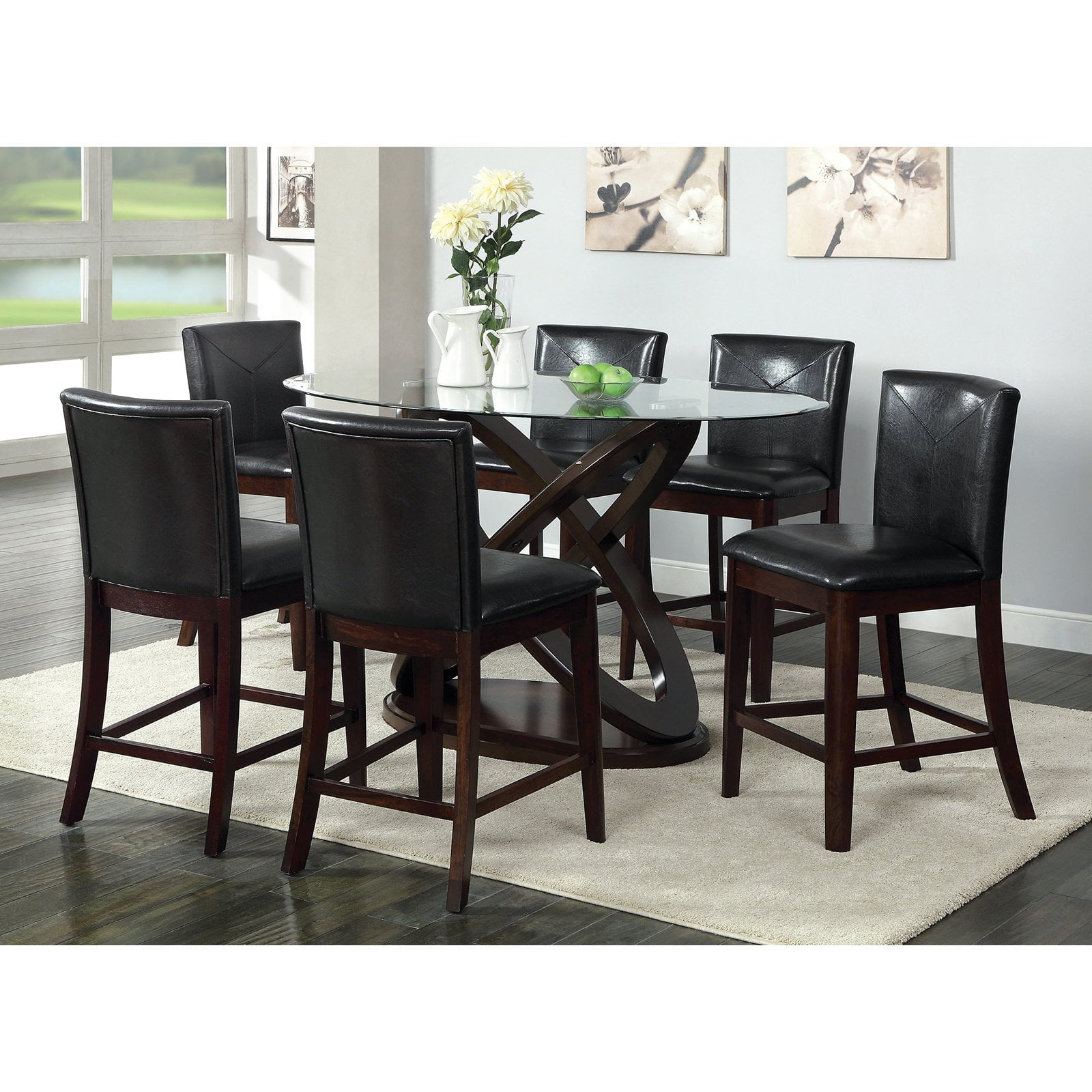 Furniture Of America Ollivander Counter Height Glass Top Dining Furniture Of America Ollivander Counter Height Glass Top Dining Table Dark Walnut Com