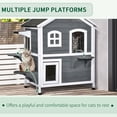 thumbnail image 3 of Orthopedic Dog Bed, PawHut 2-story Cat House Outdoor, Weatherproof Wooden Cat Enclosure for Feral Cats with Escape Door, Openable Roof, Jumping Platforms, Gray, Gray Dog Bed,Wood Cat Bed, 3 of 10