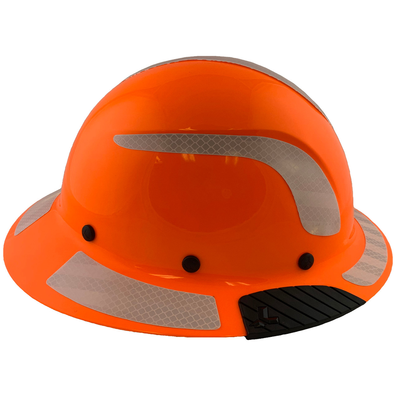 DAX Fiberglass Composite Hard Hat - Full Brim High-Viz Orange with Reflective White Decal Kit Applied