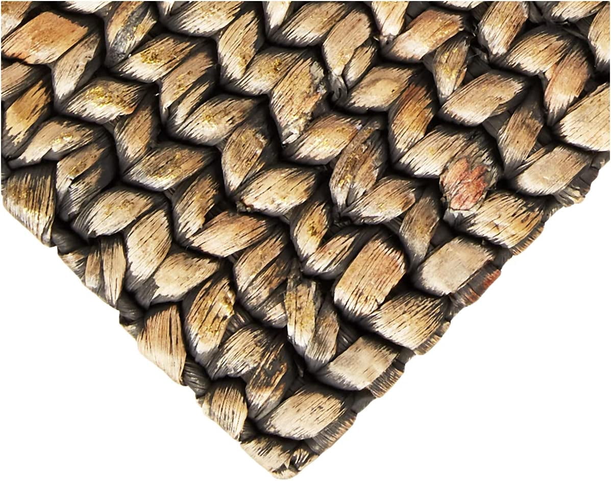 Fennco Styles Natural Woven Water Hyacinth Rectangular Placemats - Set of 4 (Black)