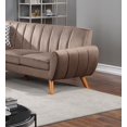 thumbnail image 6 of Living Room Gorgeous Velvet Fabric 2pc Sectional Set LAF Sofa And RAF Loveseat Wedge in Light Brown Plush Cushion Lounge Couch, 6 of 8