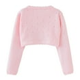 thumbnail image 5 of XXWXYD Girls Toddler Baby Boler𝗈 Cardigan Long Sleeve Knitted Shru𝑔 Button Closure Lace Cropped Sweater Cotton Shawl Outerwear Soft Cozy Cable Knit Open Front, 5 of 7