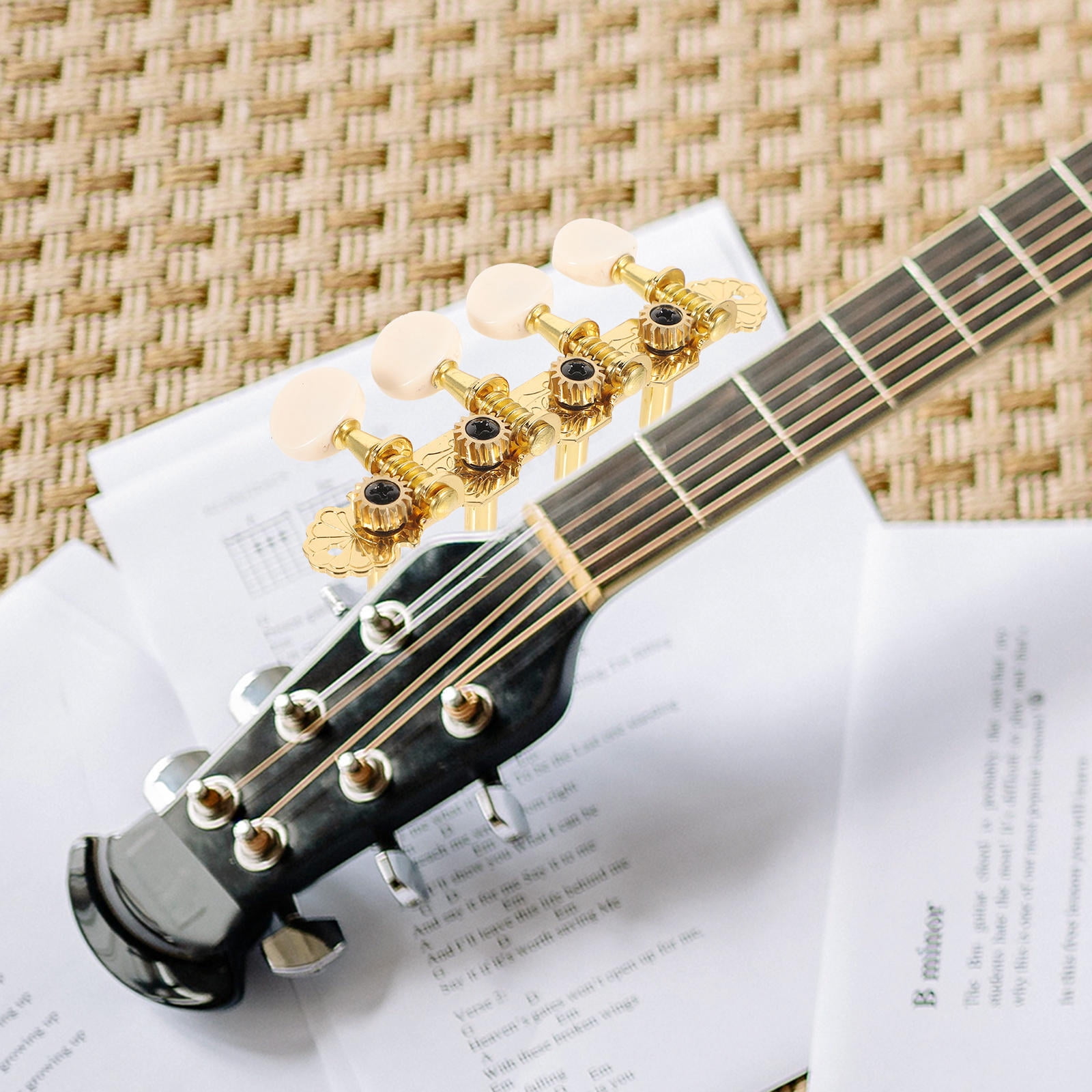 SEWCHICS 1 Set Golden Metal Guitar Tuning Machines for Acoustic Guitars Practical
