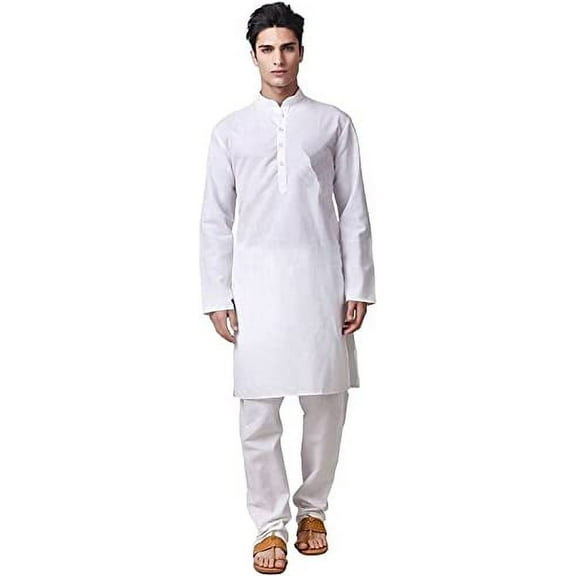Royal Kurta Mens White 100% Pure Cotton Kurta Pyjama (36)
