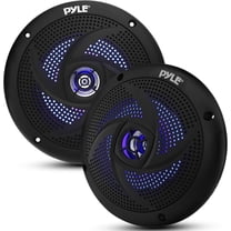 Pyle 6.5'' Waterproof Marine Speakers – 240W Slim Mount Speaker Pair with Blue LED Lights, Weather-Resistant ABS Grille for Boats & Powersports