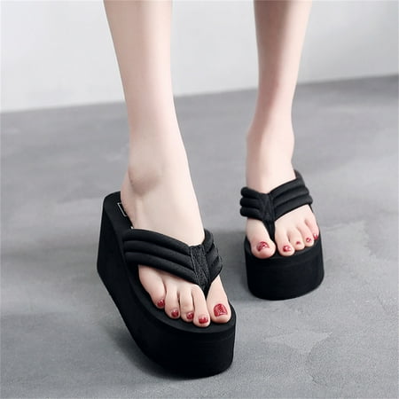 

AXXD Woman Sandals Black Wedge Summer Beach Mothers Day