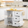 thumbnail image 4 of HOMCOM Bar Cart Modern Kitchen Island on Wheels with 3 Drawers Towel Racks, 4 of 10