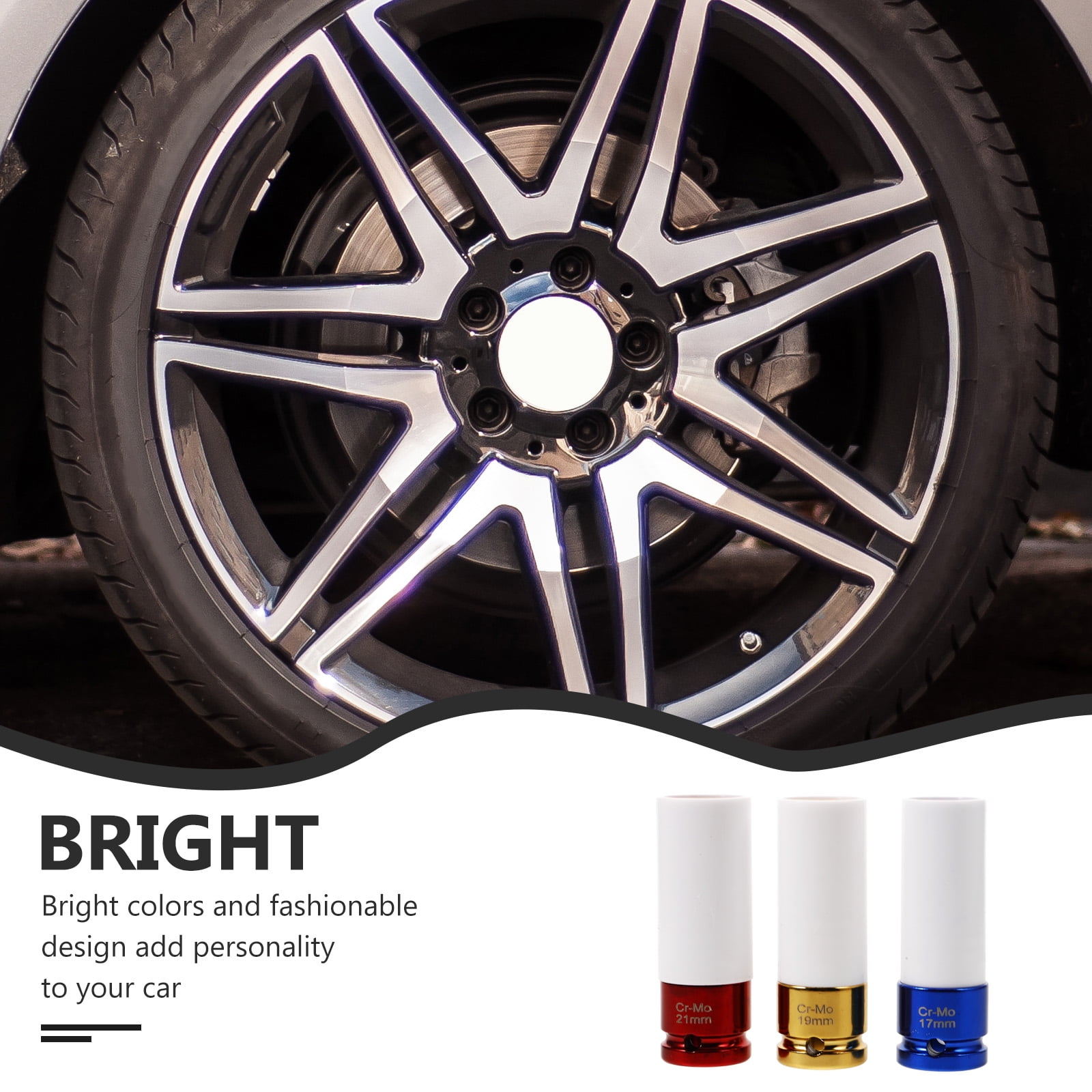 Nishuna 3pcs Wheel Protective Impact Socket Socket Protective Sleeve Wheel Socket Set Lug Nut Impact Socket Set Lug Nut Socket Tire Socket Set